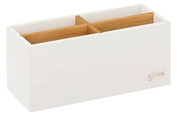 5Five® Biely organizér, stojan so 4 priehradkami na stojace predmety, SELENA WHITE
