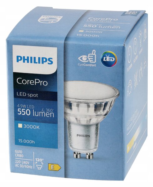 SADA 5x žiarovka GU10 4,9-50W 550lm 3000k CorePro