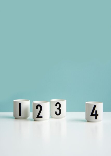 Design Letters Svietniky/šálky s číslicami set 4ks, white