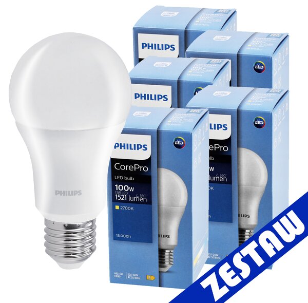 SADA 5x Philips LED žiarovka E27 13W 1521lm 2700K EyeComfort CorePro