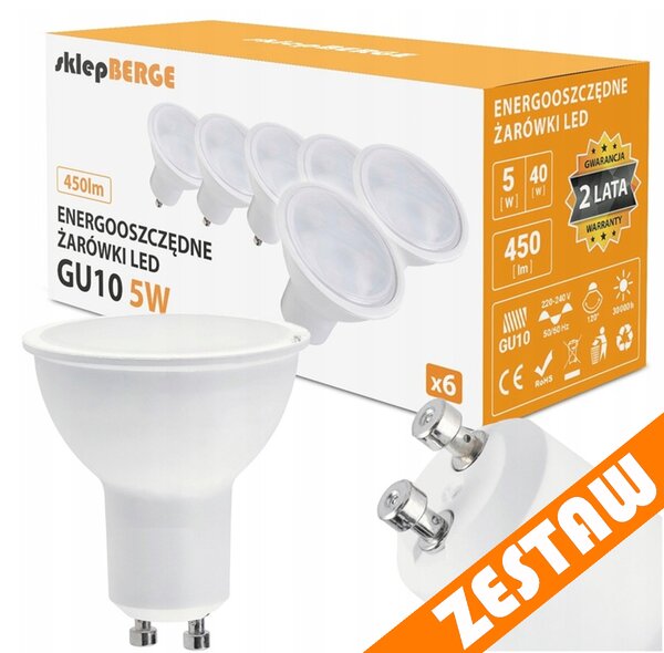 SADA 6x LED žiarovka GU10 5W 450lm - neutrálna biela