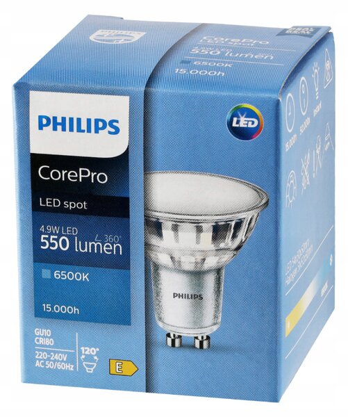 SADA 3x žiarovka Philips GU10 4,9W 550lm 112lm/W 6500K EyeComfort CorePro