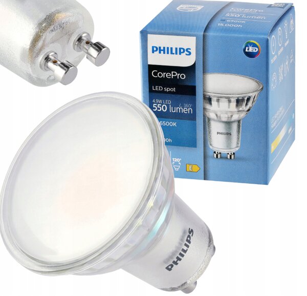 SADA 5x žiarovka Philips GU10 4,9W 550lm 112lm/W 6500K EyeComfort CorePro