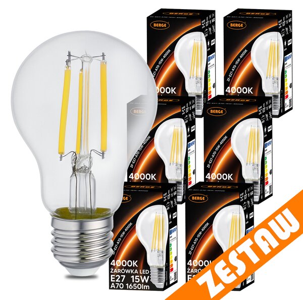 SADA 6x LED žiarovka E27 15W 1650lm 4000K - neutrálna biela