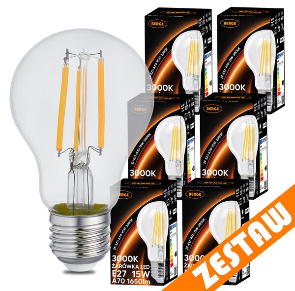 SADA 6x LED žiarovka E27 15W 1650lm 3000K - tepla biela