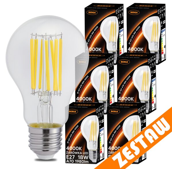 SADA 6x LED žiarovka E27 18W 1980lm 4000K - neutrálna biela
