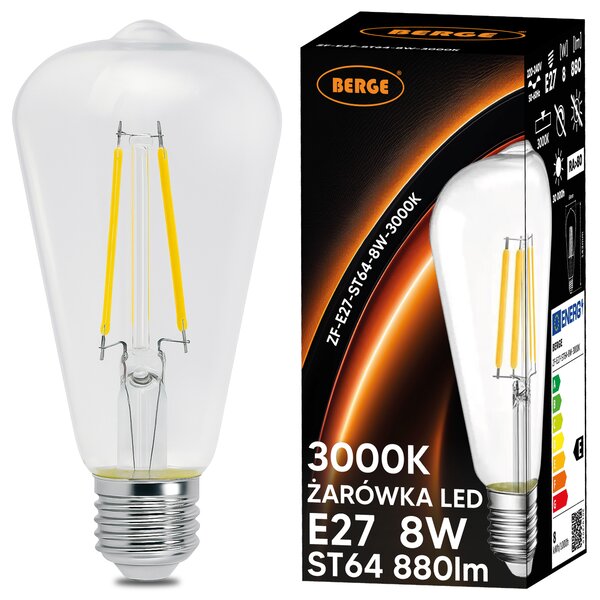 SADA 6x LED žiarovka E27 ST64 6W 660lm Filament 3000K - tepla biela