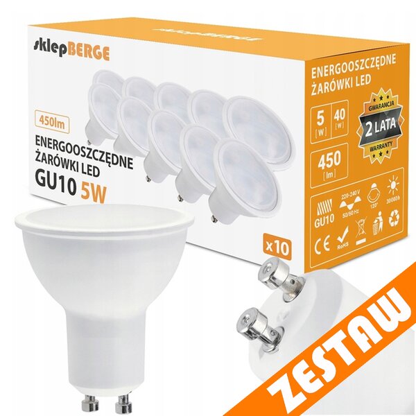 SADA 10x LED žiarovka GU10 5W 450lm - neutrálna biela