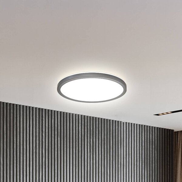 LED panel Slim s diaľkovým ovládaním RGBW, Ø 29 cm, čierny, podsvietenie, Čierna, Pracovňa / Kancelária, Plast, Závesné svietidlo