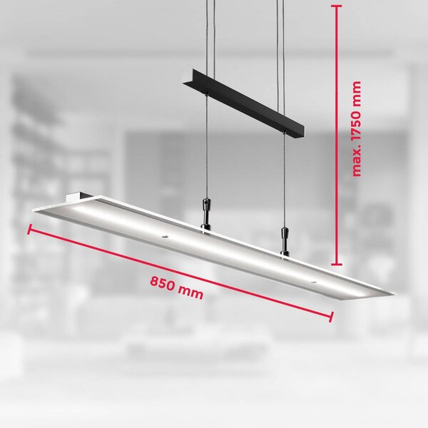 LED závesné svietidlo Tick čierna, sklo, stmievateľné, výškovo nastaviteľné, Čierna, Obývacia izba / jedáleň, Sklo, Moderný, Závesné svietidlo