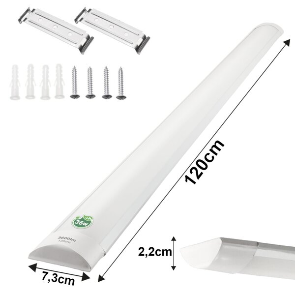 BERGE Sada 2 LED žiaroviek 120 cm prisadené panelové svietidlo 36 W 3600 lm denné svetlo farba