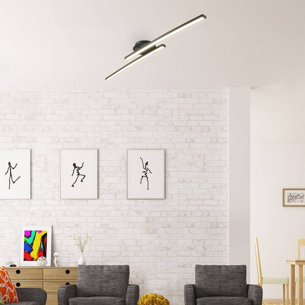 B.K. Licht Stropné LED svetlo Snore, 2-pl., čierne, kovové, 3 000 K, Čierna, Obývacia izba / jedáleň, kov, Moderný, Stropné svetlo