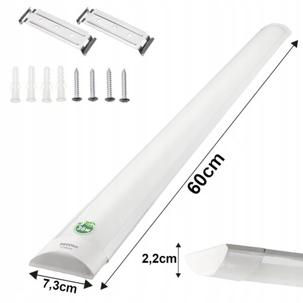 BERGE Sada 2 LED žiaroviek 60 cm prisadené panelové svietidlo 18 W 1800 lm denné svetlo farba
