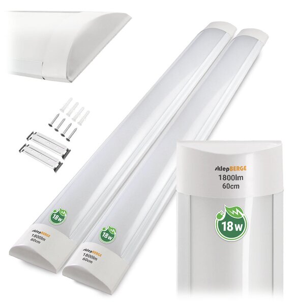BERGE Sada 2 LED žiaroviek 60 cm prisadené panelové svietidlo 18 W 1800 lm denné svetlo farba