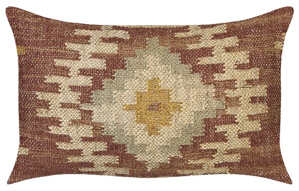 Sada 2 dekoratívnych vankúšov viacfarebná z juty a bavlny 30 x 50 cm geometrický vzor ručne vyrobené snímateľné poťahy s výplňou