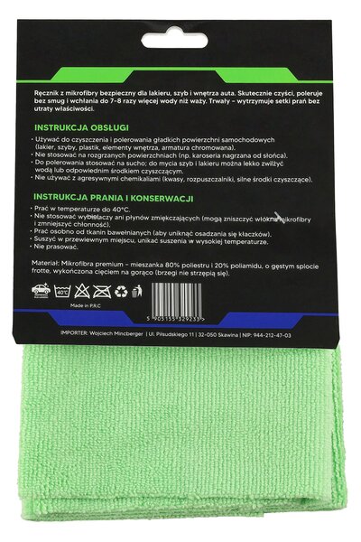 Mikrovláknová utierka 40x40 na sušenie a leštenie, hrubá 300g/m2, zelená