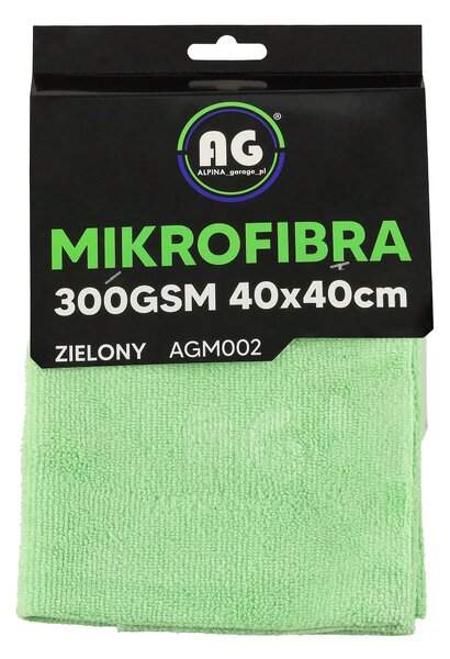 Mikrovláknová utierka 40x40 na sušenie a leštenie, hrubá 300g/m2, zelená