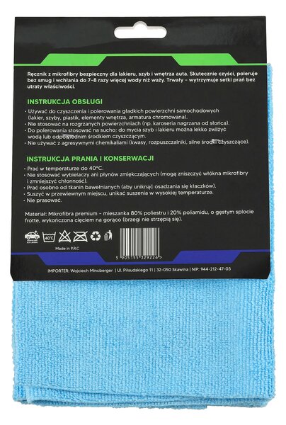 Mikrovláknová utierka 40x40 na sušenie a leštenie, hrubá 300g/m2, modrá