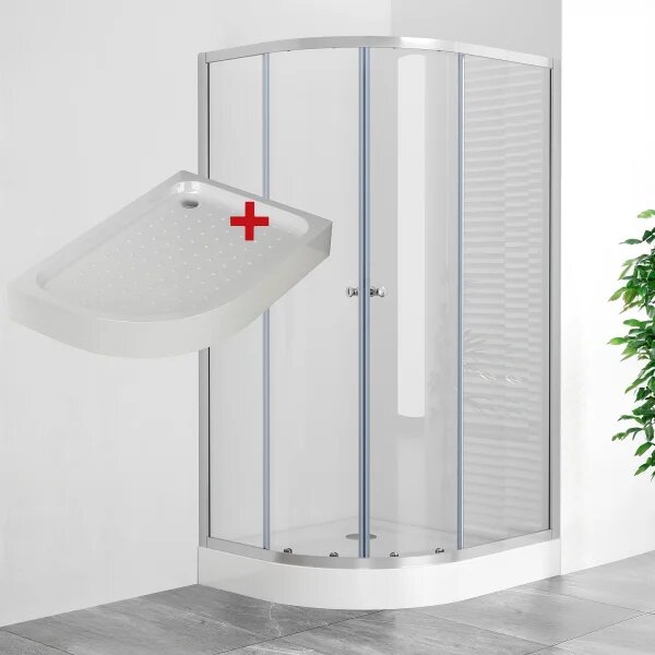 POINT AS LOR 100x80 Clear Pravý Asymetrický sprchovací kút s akrylátovou vaničkou