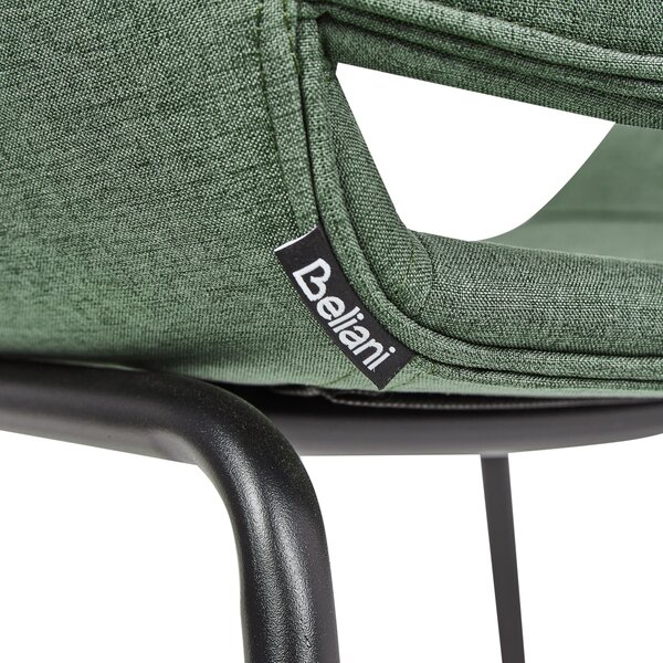 Sada 2 jedálenských stoličiek zelená čalúnené sedadlo polyester kovové nohy s opierkami moderný štýl kuchyňa jedáleň