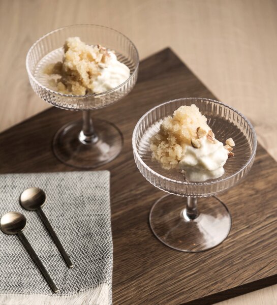 Ferm Living Poháre Ripple Champagne Saucer set 2ks, clear