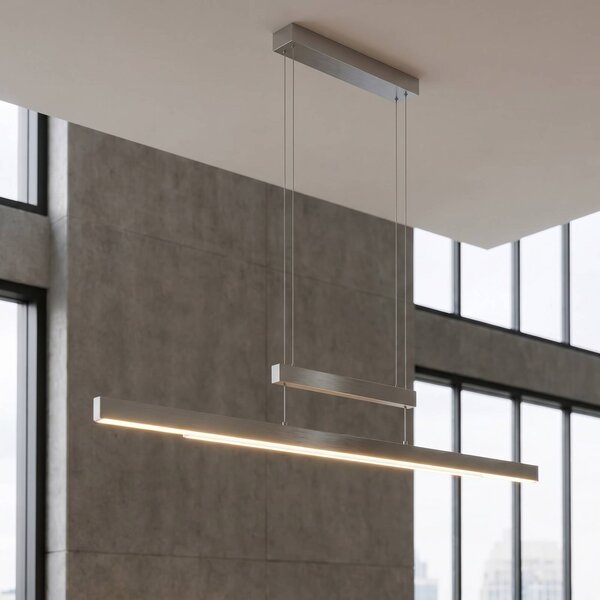 Trio Lighting LED závesné svietidlo Trajan, 2.700-5.000K, nikl matný, Hliník / sivá / zinok, Obývacia izba / jedáleň, kov, Moderný
