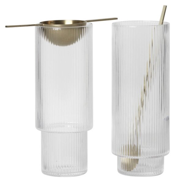 Ferm Living Poháre Ripple Long Drink set 4ks, clear
