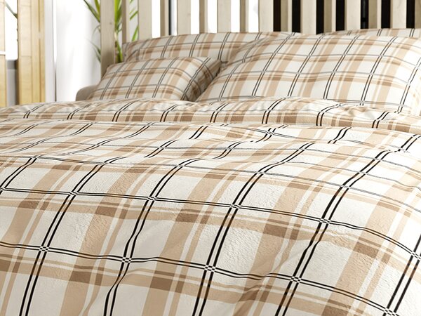 Mikroplyšové obliečky PLAID krémové Rozmer obliečky: 2 ks 70 x 90 cm | 200 x 220 cm