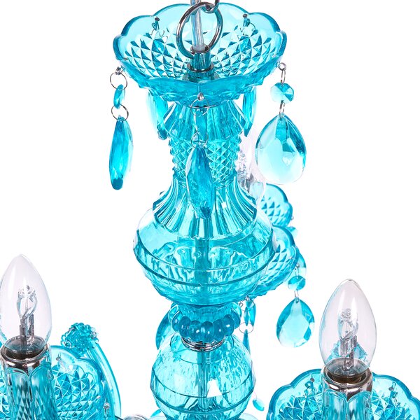 Luster modrý priehľadný krištáľový 6 žiaroviek moderný glamour štýl obývačka jedáleň spálňa
