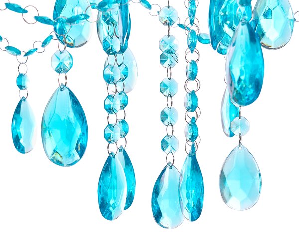 Luster modrý priehľadný krištáľový 6 žiaroviek moderný glamour štýl obývačka jedáleň spálňa