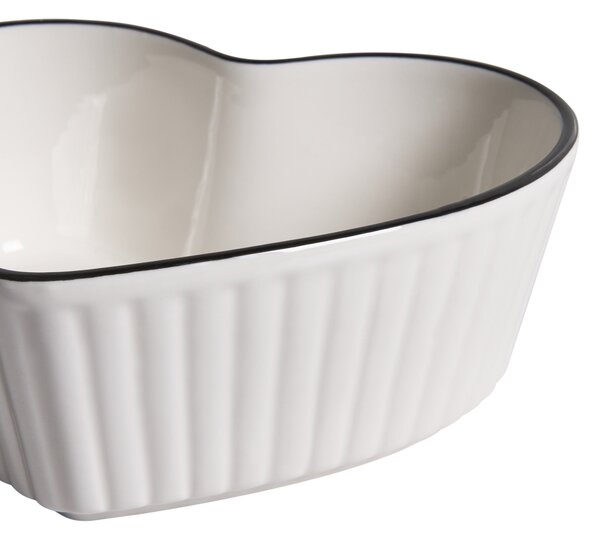 Sada 4 misiek biela porcelánová priehľadná glazúra tvar srdca ručná výroba moderný štýl kuchyňa jedáleň