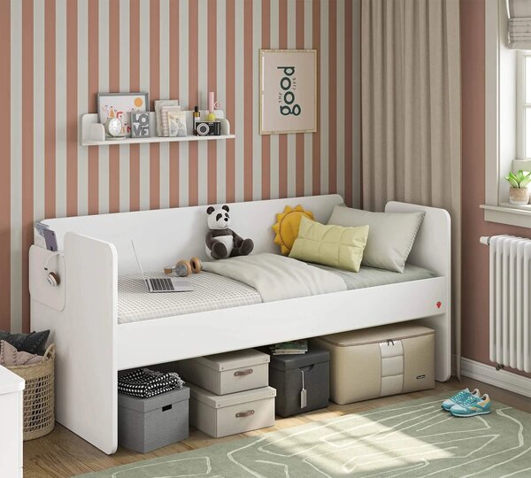 Cilek Poschodová posteľ s úložným priestorom a schodmi + 2x matrac 90x200x19 cm White Studio