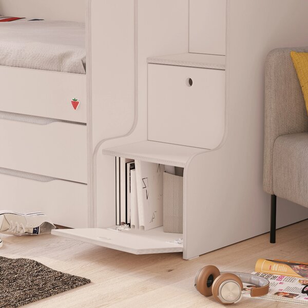 Cilek Poschodová posteľ s úložným priestorom a schodmi + 2x matrac 90x200x19 cm White Studio