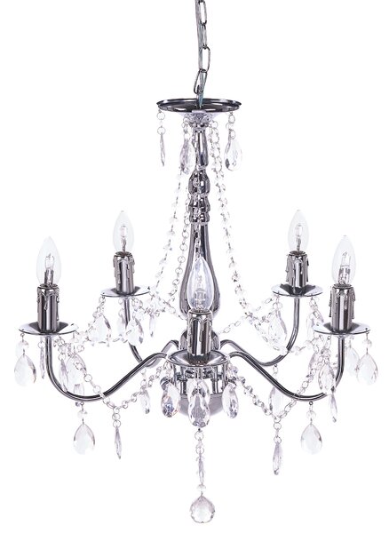 Luster strieborný akrylový krištáľový na 6 žiaroviek osvetlenie glamour štýl obývacia izba jedáleň spálňa