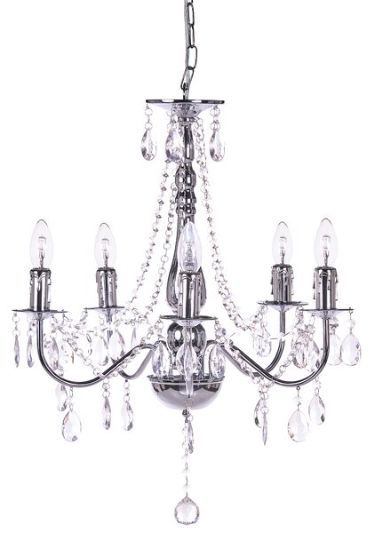 Luster strieborný akrylový krištáľový na 6 žiaroviek osvetlenie glamour štýl obývacia izba jedáleň spálňa