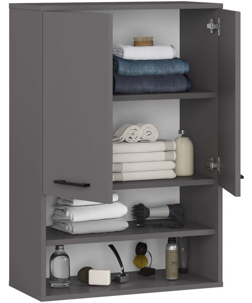 Ak furniture Závesná kúpeľňová skrinka Fin W64 2D 64 cm grafit