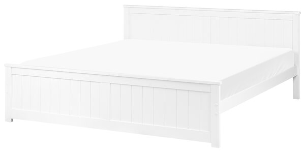 Posteľ biela borovicové drevo MDF 180 x 200 cm s čelom minimalistický škandinávsky štýl spálňa detská izba