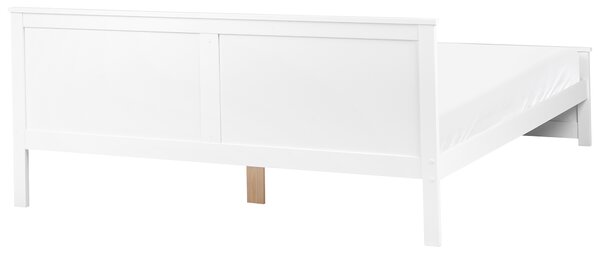 Posteľ biela borovicové drevo MDF 180 x 200 cm s čelom minimalistický škandinávsky štýl spálňa detská izba