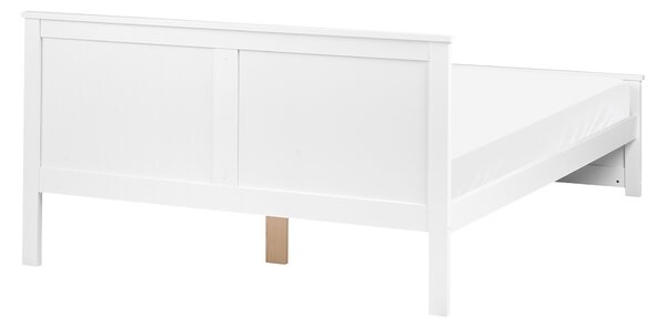 Posteľ biela borovicové drevo MDF 140 x 200 cm s čelom minimalistický škandinávsky štýl spálňa detská izba