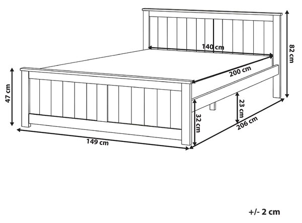 Posteľ biela borovicové drevo MDF 140 x 200 cm s čelom minimalistický škandinávsky štýl spálňa detská izba