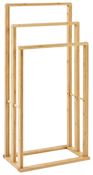 Stojan na uteráky svetlohnedý bambusové drevo 81 x 40 cm trojitý držiak do kúpeľne