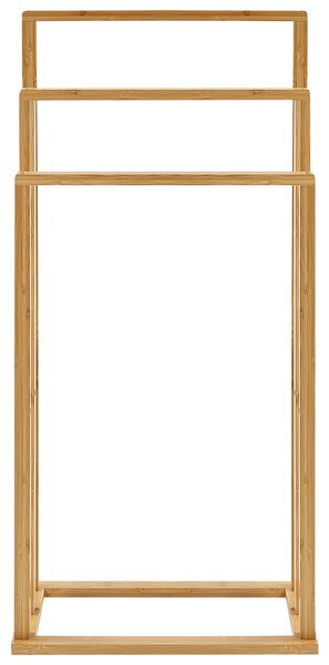 Stojan na uteráky svetlohnedý bambusové drevo 81 x 40 cm trojitý držiak do kúpeľne
