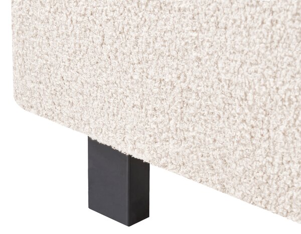Posteľ krémová biela buklé čalúnenie 120 x 200 cm s roštom vysoké čalúnené čelo moderný štýl spálňa