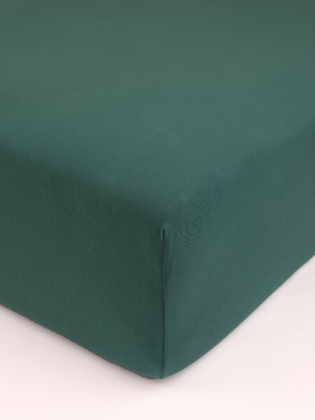 Jersey prostěradlo s elastanem 120 × 200 cm – tmavě zelené