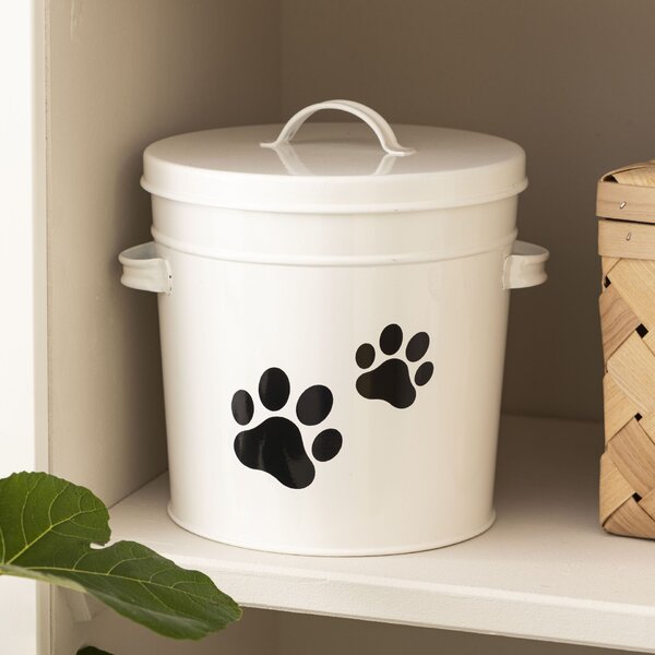 Plechové vedro s vekom White / Paw 5 l