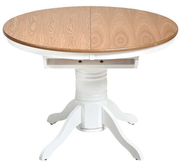 Rozkladací jedálenský stôl svetlý jaseň dyha kaučukové drevo MDF 106/150 cm okrúhly vintage vidiecky štýl