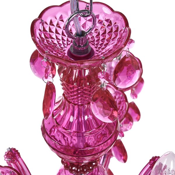 Luster ružový priehľadný krištáľový 6 žiaroviek moderný glamour štýl obývačka jedáleň spálňa