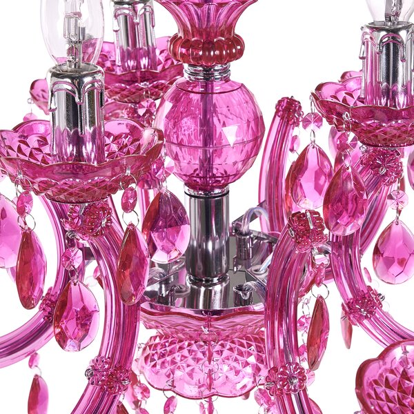 Luster ružový priehľadný krištáľový 6 žiaroviek moderný glamour štýl obývačka jedáleň spálňa