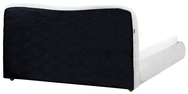 Posteľ s úložným priestorom svetlosivá polyesterové čalúnenie 160 x 200 cm minimalistický moderný dizajn spálňa