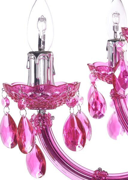 Luster ružový priehľadný krištáľový 6 žiaroviek moderný glamour štýl obývačka jedáleň spálňa